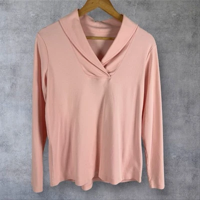 L.L. Bean шаль воротник V шеи вязаный поповер Топ 100% хлопок розовый размер средний - Изображение 1 из 4