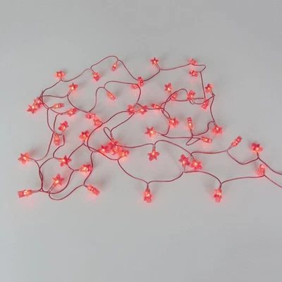 Lichterkette mit 50 roten Sternen, je ca. 2,5cm, Glühbirnen - Stern rot vintage - Bild 1 von 2