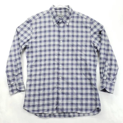 Neiman Marcus Shirt Mens XL Purple Gray Plaid Long Sleeve Classic Button-Down - Image 1 of 4