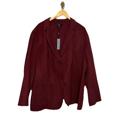 Talbots Double Face Wool Blazer Womens Plus Size 24W Burgundy Classic Mature NWT - Image 1 of 4