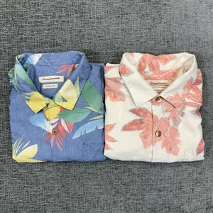 Lot of 2 Tommy Bahama 100% Silk Button Shirts Size XL Original Fit Hawaiian - Picture 1 of 12