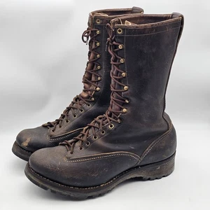 Wesco 10" Brown Leather Lace Up Logger Jobmaster Work Boots Mens Size 10 EEE - Picture 1 of 21
