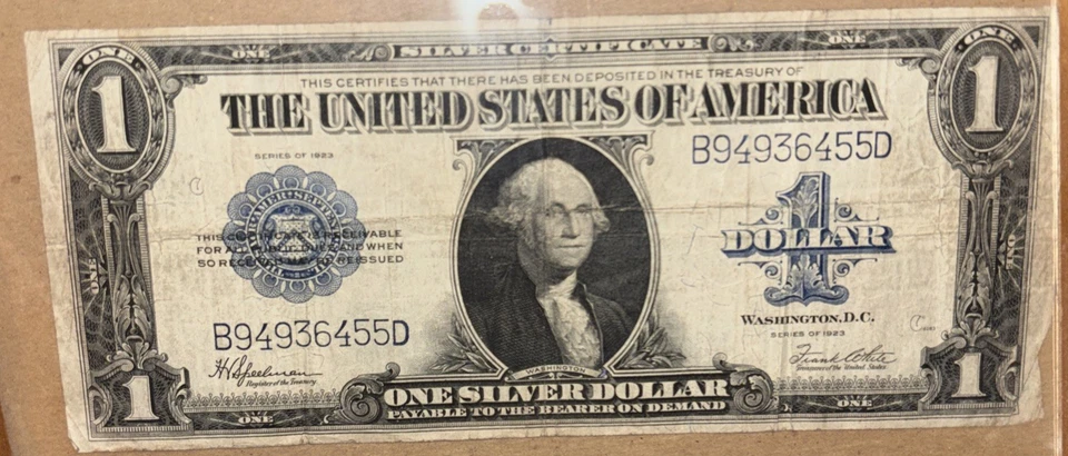 1923 $1 ONE DOLLAR “HORSE BLANKET” SILVER CERTIFICATE LARGE SIZE NOTE Blue Seal - Image 1 of 1