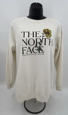 The North Face Flowers Graphic Crew Neck Sweatshirt Ivory Women’s Size M *READ* - Image 1 of 4