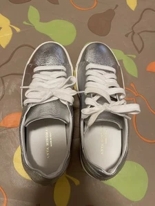 Anya Hindmarch alien space invader silver leather sneakers 36 US 6 - Picture 1 of 6