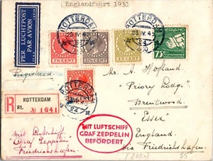 1930 Netherlands Graf Zeppelin Cover to Brentwood England LZ 127 - Picture 1 of 2