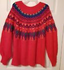 Ugly Christmas Sweater Womens Large 12-14 Fuzzy Texture Holiday Red Blue Green 