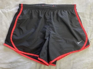 Nike Tempo Running Shorts Girls Size XL Black Neon Red Dri Fit Lined Youth Kids - Picture 1 of 6