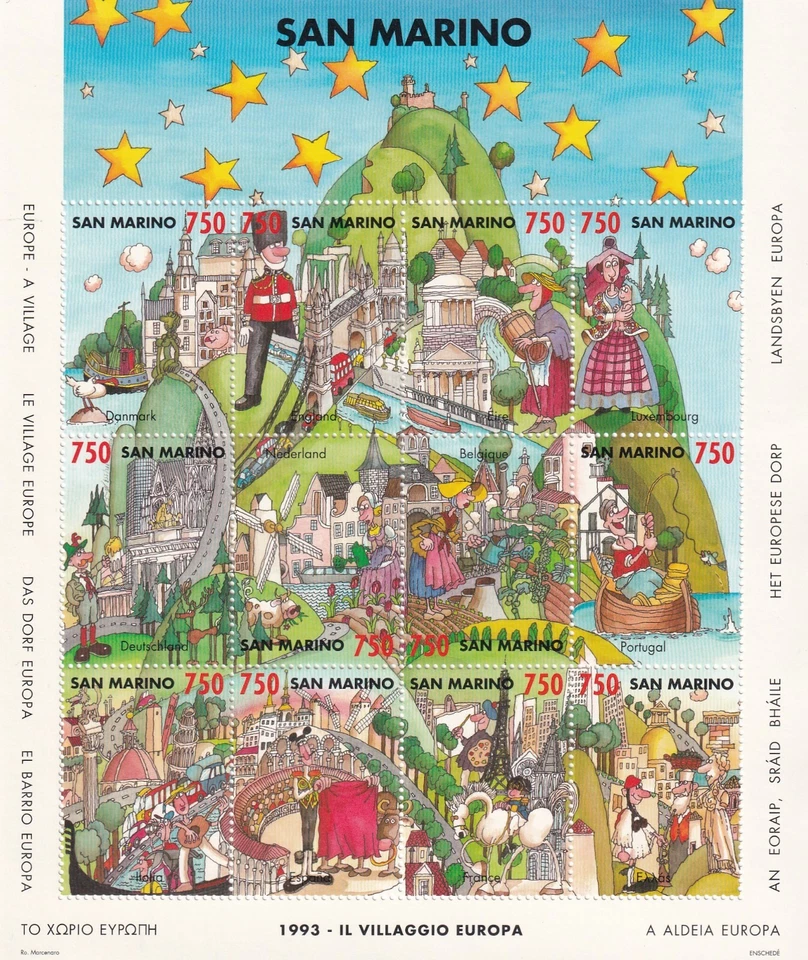 Mini hoja San Marino 1993 Yvert 1332/43 Europe A Village MNH VF Foto 1 de 1