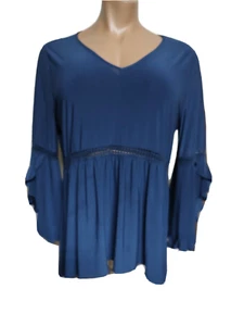 New Directions Pullover Blouse Dark Turquoise Blue Butterfly Sleeves 2x #MAR24 - Picture 1 of 4