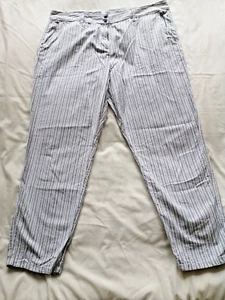 Next Sommerhose weiß grau Bonbonstreifen Baumwolle Größe 18R Top Zustand - Bild 1 von 8