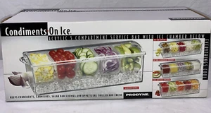 Serve Condiments On Ice w/ Lid 5 Section Fixings Bar, Chiller Container, Prodyne - Picture 1 of 6
