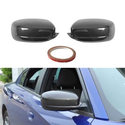 For 2011-2020 Charger Carbon Fiber Pattern Side Wing Mirror Caps Cover Trim - Изображение 1 из 4