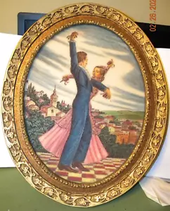 Artini Engraving - Hand Painted, Framed Vintage Art - Two Dancers 19X16 1965 - Picture 1 of 11
