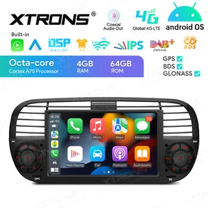 7" 8-Core CarPlay Android 14 Car GPS Stereo Radio 4G LTE WiFi 64GB For Fiat 500 - Picture 1 of 18