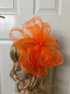 orange fascinator millinery burlesque headband wedding hat ascot race - Picture 1 of 2