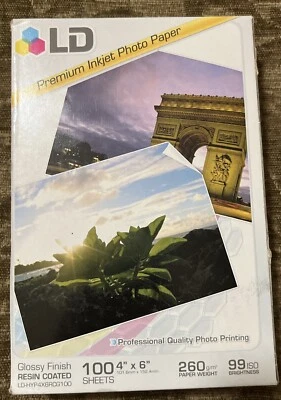 LD Professional Quality Inkjet Photo Paper Glossy - 4x6 - 100 Sheets NEW SEALED - Image 1 of 4