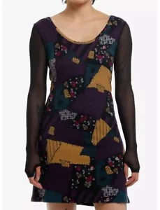 Nightmare Before Christmas Sally mesh-sleeve patchwork shift dress cosplay S M L - Picture 1 of 6