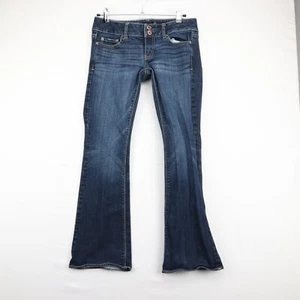 American Eagle Jeans Womens 2 Blue Stretch Denim Artist Bootcut Y2k Low Rise - Picture 1 of 17