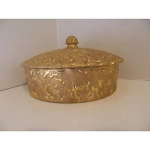 De colección. Caja de baratija de cerámica Weeping Bright Gold 22K o plato de caramelo con tapa - Imagen 1 de 3