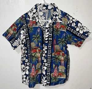 Nui Nalu Hawaiian Shirt Boys 7 Short Sleeve Surfboards Palm Trees Truck USA Made - Picture 1 of 5
