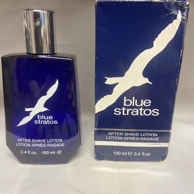 Blue Stratos 男士剃须后乳液 3.4 液量盎司全新 WornBox。复古。罕见。 — 第 1/4 张图片