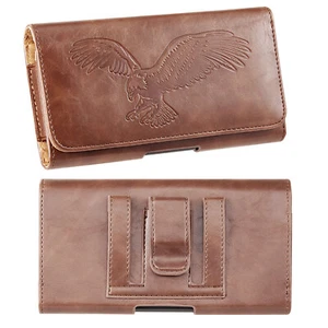America Eagle Leather Cell Phone Card Belt Clip Pouch Case Holster For iPhone 16 - Picture 1 of 6
