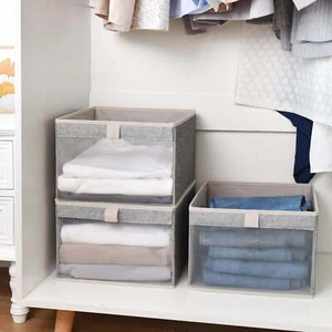 Fabric Storage Boxes Transparent Window Storage Boxes for Closet Shelf 3-Pack - Picture 1 of 6