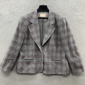 Pendleton Woolen Mills Damen M Wollblazer Jacke grau kariert Print gefüttert Taschen - Bild 1 von 9