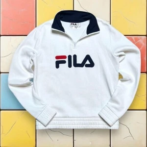 Suéter Y2K Fila Para Mujer 1/4 Cremallera Blanco Atlético Tenis Pullover Sudadera XS - Imagen 1 de 8