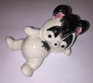 Vtg PANDA BEAR Figurine Whimsy Ceramic Porcelain Bisque 2.5" Glass Animal - Picture 1 of 6
