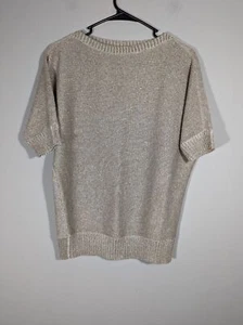 Top Ralph Lauren Etiqueta Negra Mujer Dorado Manga Corta Mezcla Lino Lujo Dinero Antiguo - Imagen 1 de 6