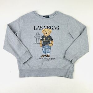 Polo Ralph Lauren Polo Bear Las Vegas Sweatshirt Youth Size 8 Gray Fleece