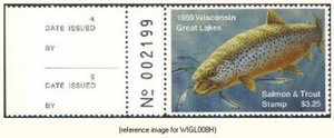 D2K Wisconsin Great Lakes Salmon 1989 3,25 $ mit linker Lasche - Bild 1 von 1