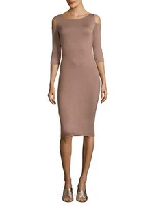 Bailey 44 Deneuve Cold Shoulder Taupe Bodycon Dress - Size XS X-Small - Picture 1 of 5