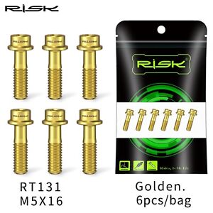 RISK 6pcs M5x16mm / M5x18mm Titanium Bolt Bike Derailleur Seatpost Clamp Screw