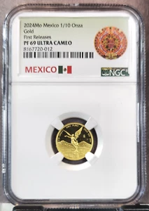 2024 MEXICO GOLD 1/10 ONZA LIBERTAD NGC PF 69 ULTRA CAMEO FIRST RELEASES 1/10 OZ - Picture 1 of 3