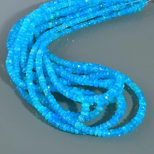 Cuentas sueltas hechas a mano de ópalo azul cielo natural de 3-5 mm hilo de 20 cm para hacer joyas - Imagen 1 de 6