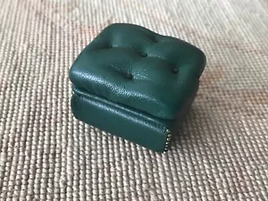 Pat Tyler Dollhouse Miniature Leather Stool Ottoman Seat Green 806 - Picture 1 of 5