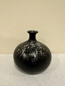 Jarrón de cerámica Ruscha alemán Black Fat Lava años 70 4" de alto - Imagen 1 de 7