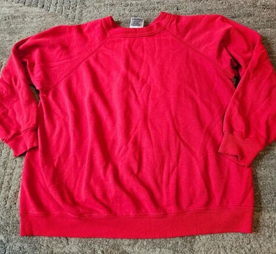 Винтажная женская большая красная реглан толстовка Hanes Her Way сделано в США искусственно состаренная - Изображение 1 из 4