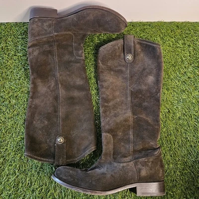 FRYE Melissa Botón Slouchy Gamuza Marrón Alto Montar Confort Botas Mujer Talla 8  Foto 1 de 4