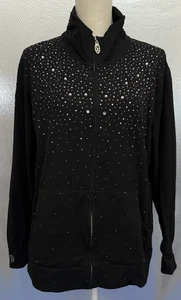 Christine Alexander Sweatshirt Womens Plus Sz 2X Black Pink Rhinestone Art Wear - Picture 1 of 5