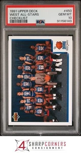 1991 UPPER DECK #450 WEST ALL-STAR CHECKLIST W/MAGIC JOHNSON PSA 10 - Picture 1 of 2