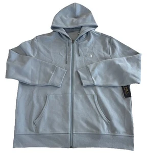 Polo Ralph Lauren Hoodie Zip Double Knit Tech Light Blue Men’s Size UK 2XL New - Picture 1 of 8