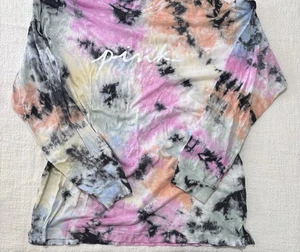 Victoria's Secret PINK Large CAMPUS LANGARMSHIRT OBERTEIL REGENBOGEN TIE DYE EUC! - Bild 1 von 5