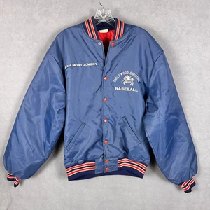 Howe Mens XL Baseball Bomber Jacket Blue Englewood Coach  Vintage - Picture 1 of 9