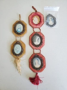 Vintage Cameo Print Set Of 3&2 On Velvet Background Curved Glass For Repair/Part - Picture 1 of 17