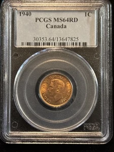 1940 Kanada Penny Stempelglanz Pcgs Ms64 rot kleiner Cent - Bild 1 von 20