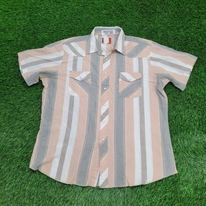 Vintage 80s Rustler Stripes Shirt XL 24x31 Peach White USA - Picture 1 of 10